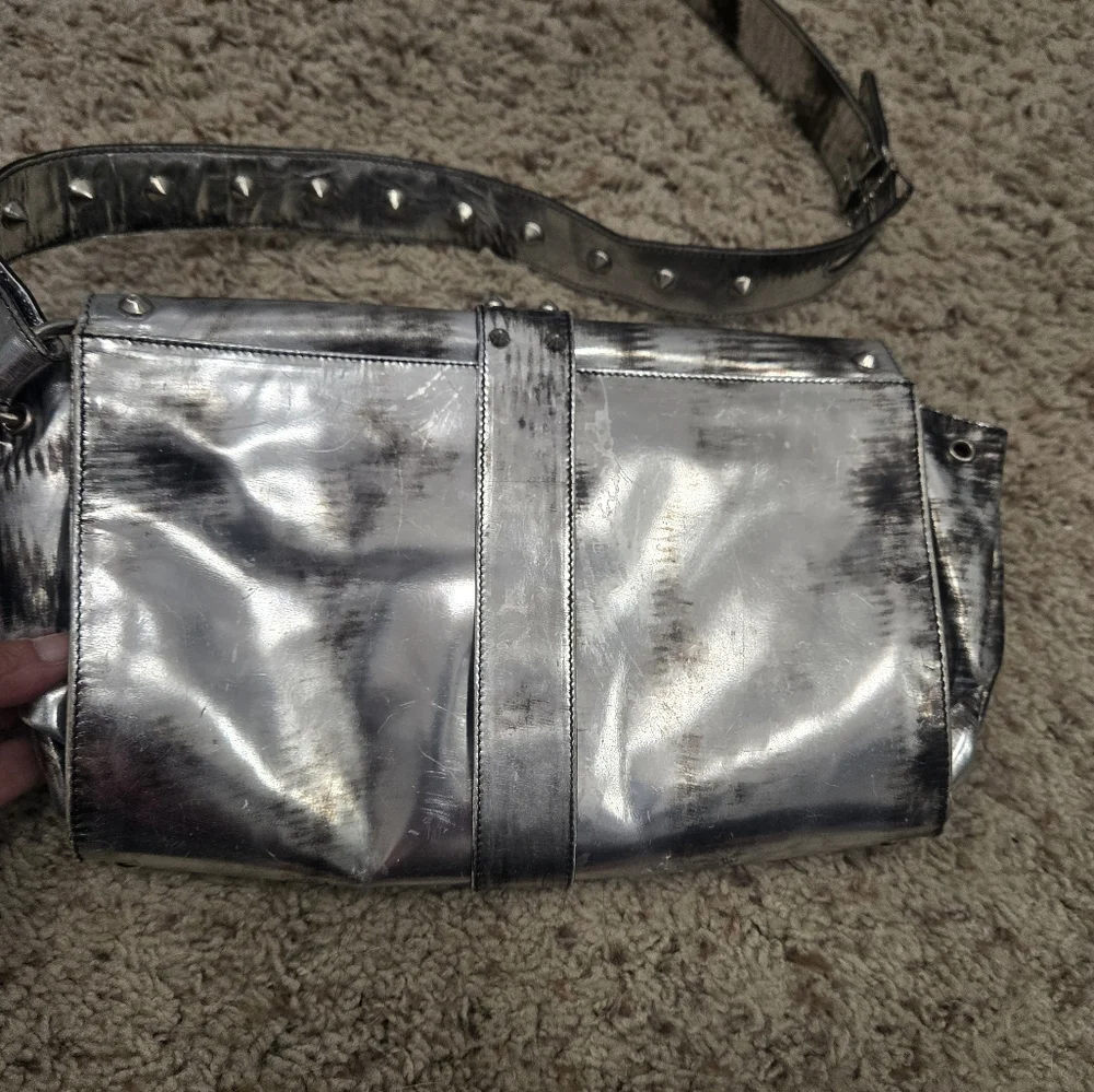 Le Silla Silver Distressed Studded Women's Bag
